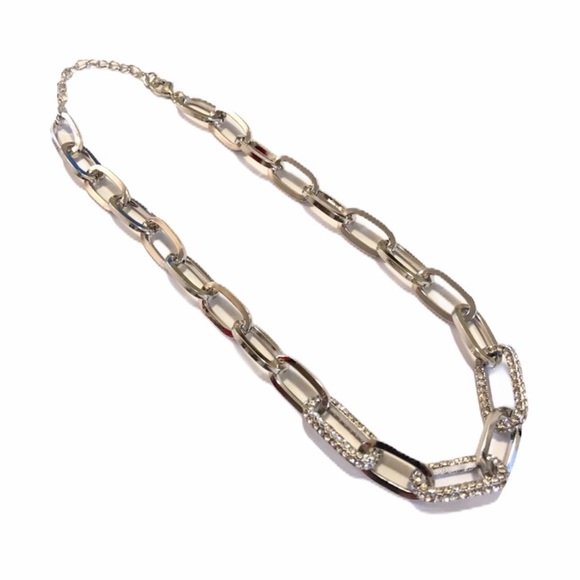 Chain Pave Crystal silver tone necklace - Picture 1 of 7